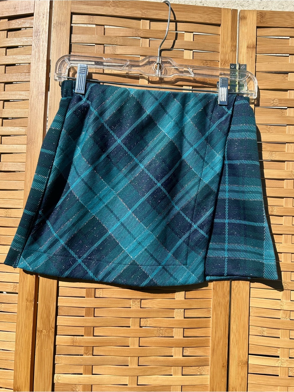 🔥3/$8- SO Teal and Navy Plaid A-Line Mini Skirt